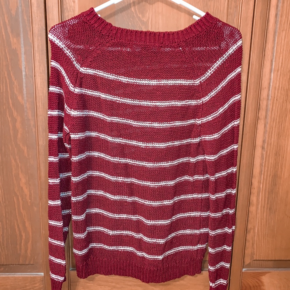 Forever 21 Maroon and white stripe sweater